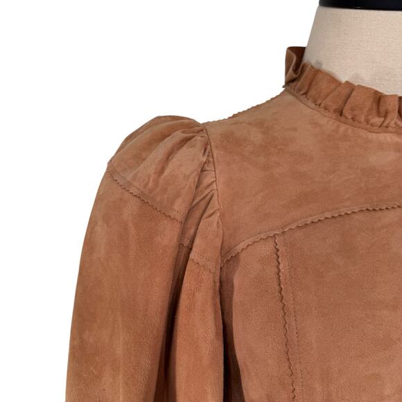 Ulla Johnson Runway Suede Midi Dress Tan Prairie Western Boho Size 0 - Picture 4 of 16